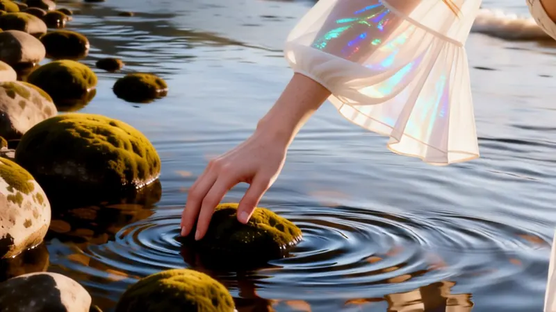 Hand berührt das Wasser, KI-Clip